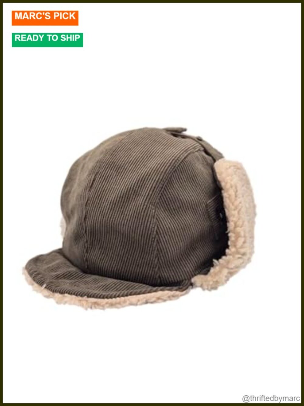 Winter Trapper Hat with Ear Flaps, Corduroy or Cotton, Sherpa Lining, Unisex